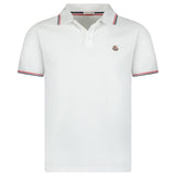 Moncler Tricolour - Trimmed Cotton Piqué Polo Shirt in White - Boinclo - Outlet Sale Under Retail