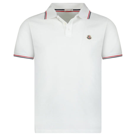 Moncler Tricolour - Trimmed Cotton Piqué Polo Shirt in White - Boinclo - Outlet Sale Under Retail