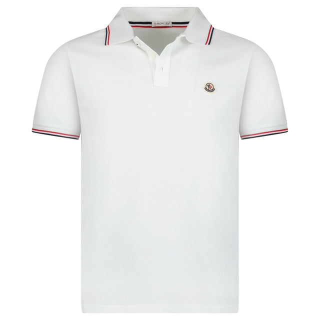 Moncler Tricolour - Trimmed Cotton Piqué Polo Shirt in White - Boinclo - Outlet Sale Under Retail