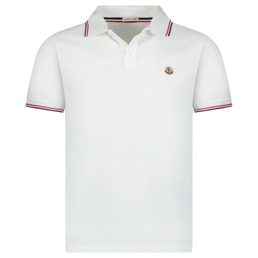 Moncler Tricolour - Trimmed Cotton Piqué Polo Shirt in White - Boinclo - Outlet Sale Under Retail