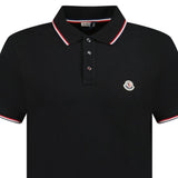 Moncler Tri-Colour Logo Polo T-Shirt Black