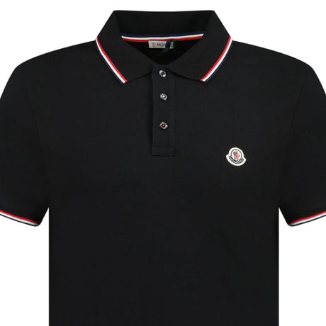 Moncler Tri-Colour Logo Polo T-Shirt Black