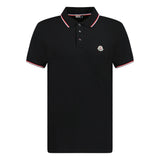 Moncler Tri-Colour Logo Polo T-Shirt Black