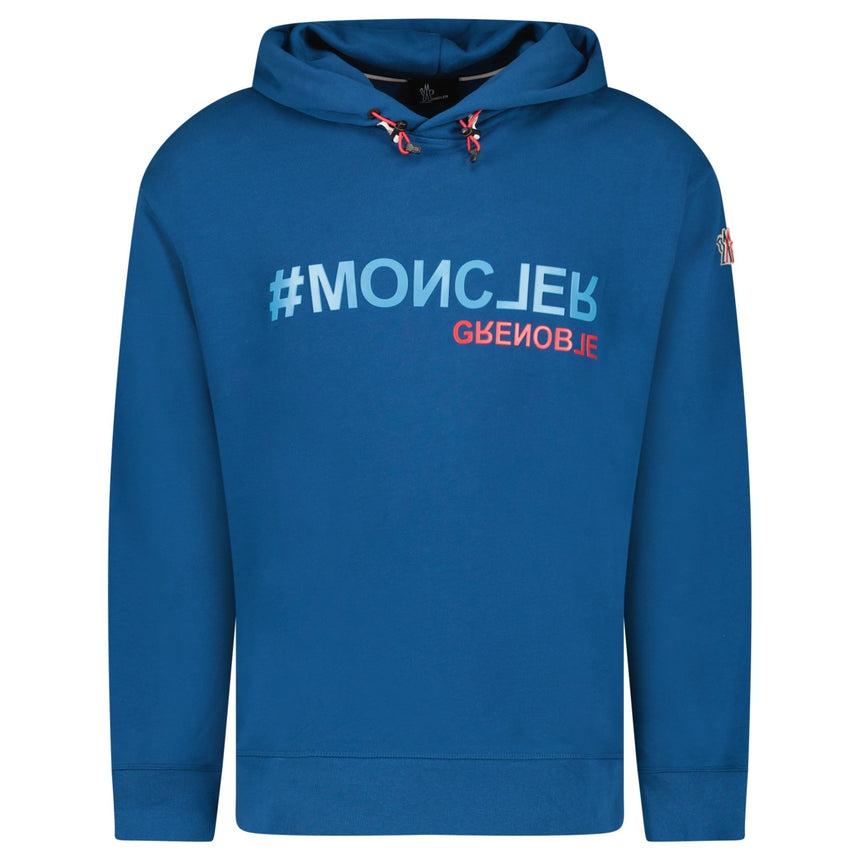 Moncler Writing Logo Hooded Sweatshirt Blue - Boinclo - Outlet Sale Under Retail