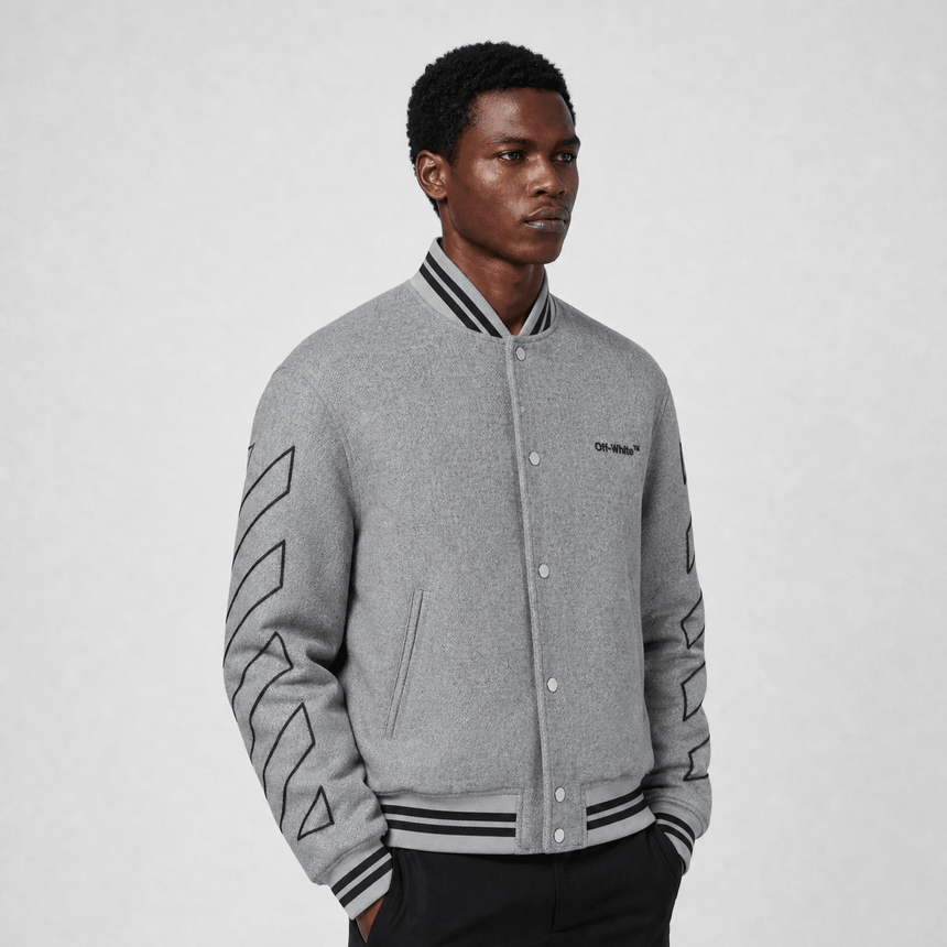 Off-White Diagonal Outline Varsity Jacket Grey - Boinclo - Outlet Sale Under Retail