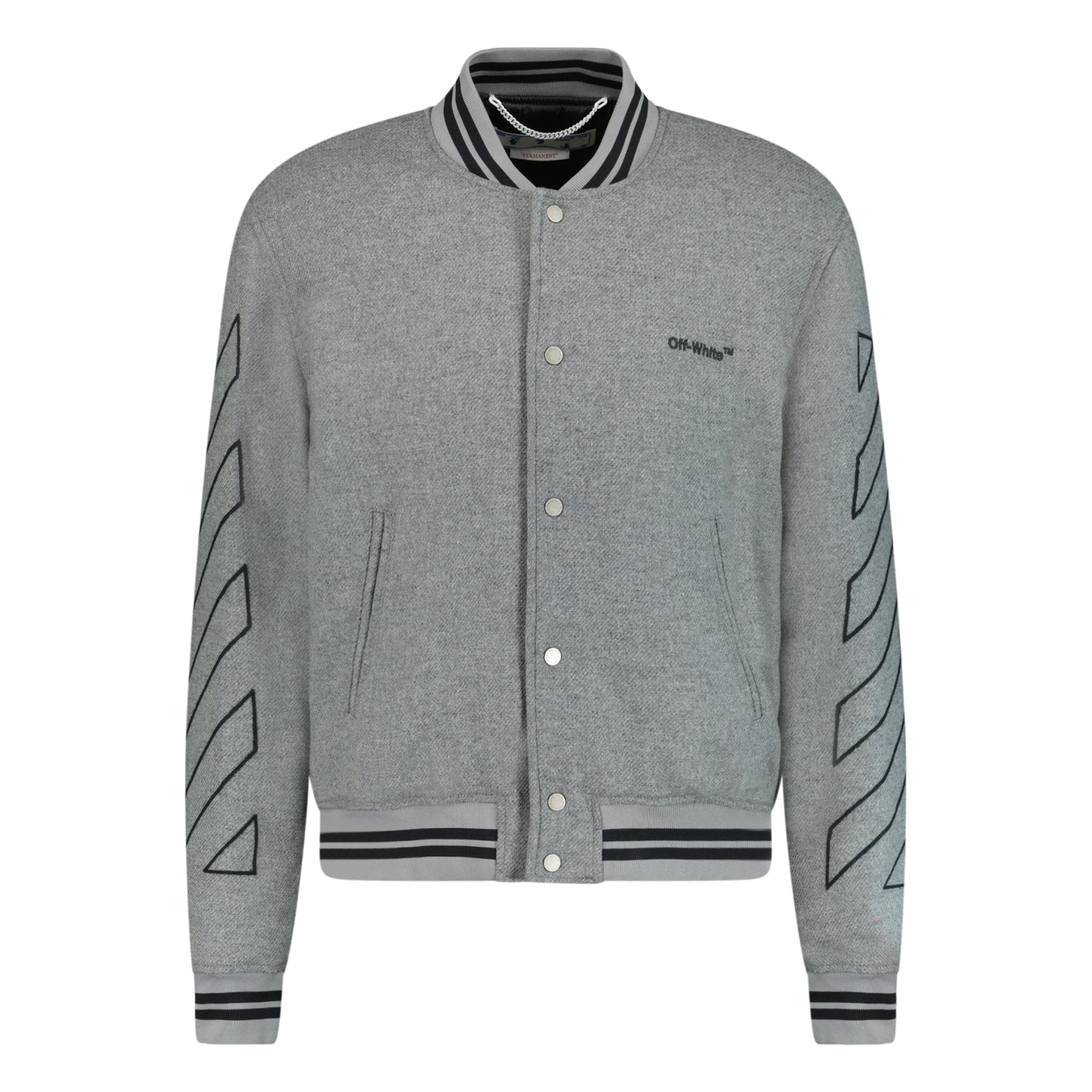 Diagonal Outline Varsity Jacket Grey