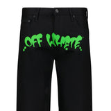 Off - White Green Print Denim Jeans Black - Boinclo - Outlet Sale Under Retail