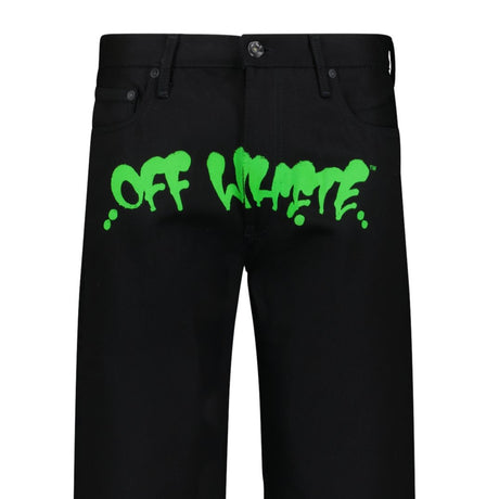 Off - White Green Print Denim Jeans Black - Boinclo - Outlet Sale Under Retail