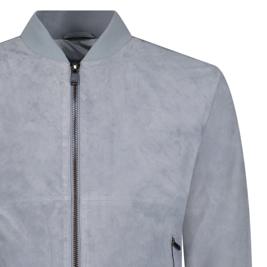 Pal Zileri Zip - Up Suede Jacket in Grey - Boinclo - Outlet Sale Under Retail