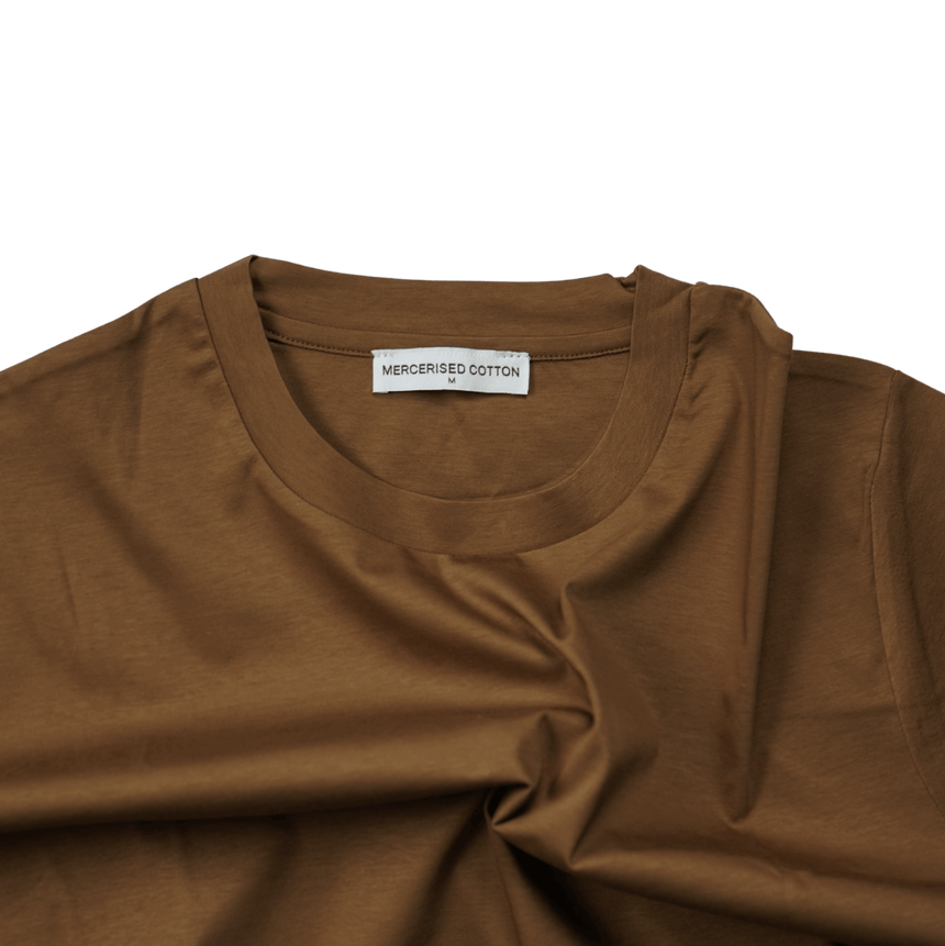 Plain Label Mercerized Cotton T-Shirt Brown - Boinclo - Outlet Sale Under Retail