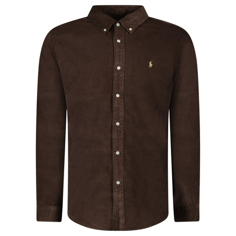 Polo Ralph Lauren Button-Down Collar Logo-Embroidered Cotton-Corduroy Shirt in Brown - Boinclo - Outlet Sale Under Retail