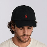 Polo Ralph Lauren Cotton Chino Baseball Cap in Black with Red Logo - Boinclo - Outlet Sale Under Retail