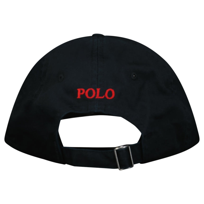 Polo Ralph Lauren Cotton Chino Baseball Cap in Black with Red Logo - Boinclo - Outlet Sale Under Retail