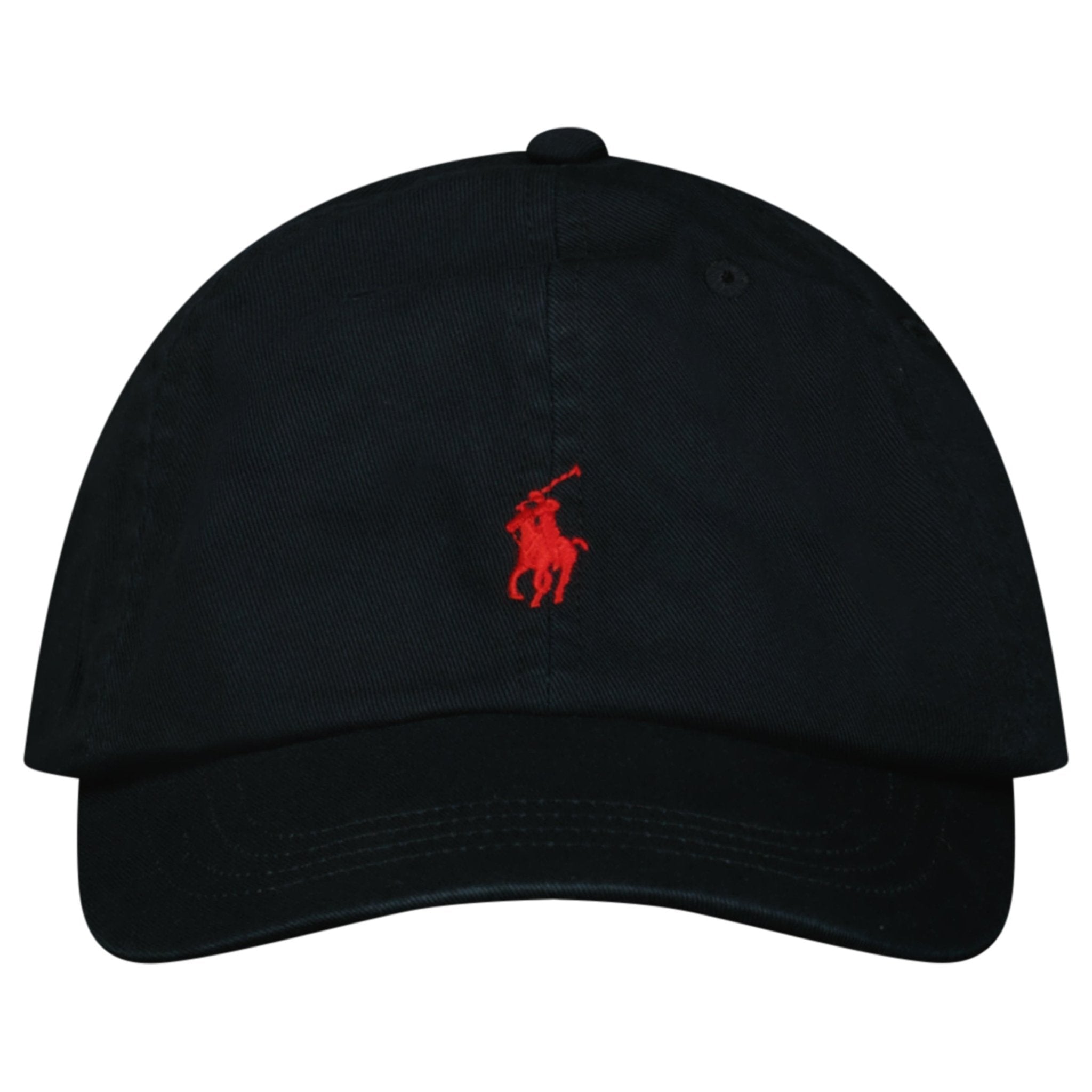 Color variation of Polo Ralph Lauren Cotton Chino Baseball Cap in Black with Red Logo