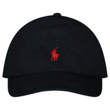 Polo Ralph Lauren Cotton Chino Baseball Cap in Black with Red Logo - Boinclo - Outlet Sale Under Retail