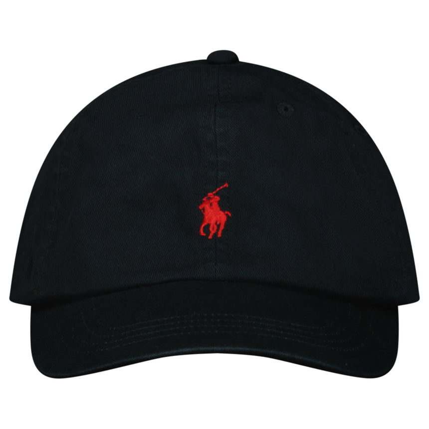 Polo Ralph Lauren Cotton Chino Baseball Cap in Black with Red Logo - Boinclo - Outlet Sale Under Retail