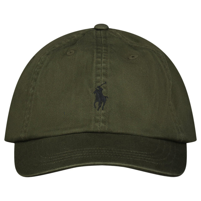 Polo Ralph Lauren Cotton Chino Baseball Cap in Khaki Green with Black Logo - Boinclo - Outlet Sale Under Retail