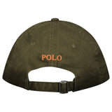 Polo Ralph Lauren Cotton Chino Baseball Cap in Khaki Green with Orange Logo - Boinclo - Outlet Sale Under Retail