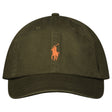 Polo Ralph Lauren Cotton Chino Baseball Cap in Khaki Green with Orange Logo - Boinclo - Outlet Sale Under Retail