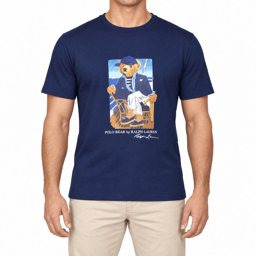 Polo Ralph Lauren Custom Slim Fit Polo Bear T-Shirt in Newport Bear Navy - Boinclo - Outlet Sale Under Retail