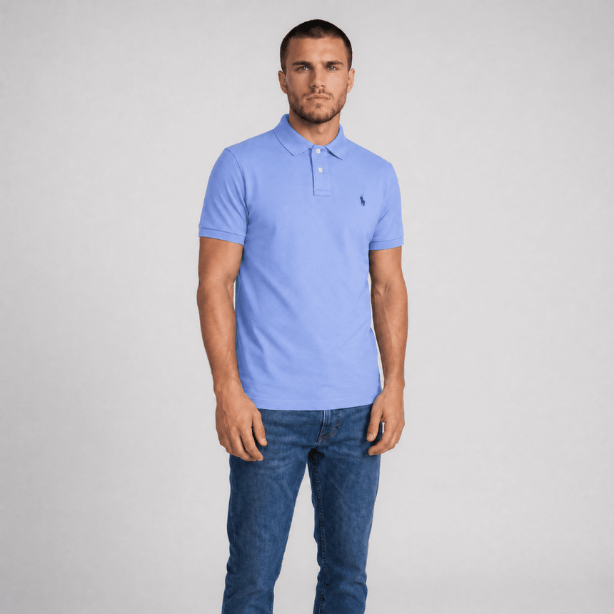 Polo Ralph Lauren Mesh Custom Slim Fit Polo Shirt in Blue - Boinclo - Outlet Sale Under Retail
