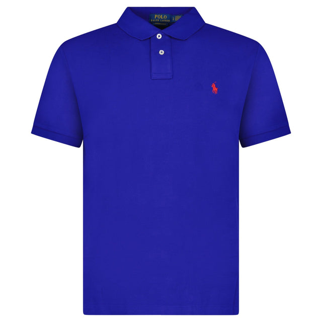 Polo Ralph Lauren Mesh Custom Slim Fit Polo Shirt in Dark Blue - Boinclo - Outlet Sale Under Retail