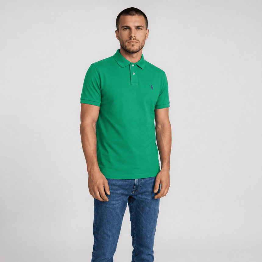 Polo Ralph Lauren Mesh Custom Slim Fit Polo Shirt in Green - Boinclo - Outlet Sale Under Retail