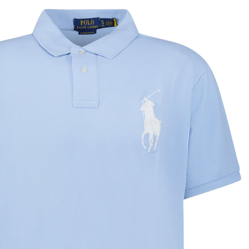 Polo Ralph Lauren Big Pony Mesh Custom Slim Fit Polo Shirt in Light Blue - Boinclo - Outlet Sale Under Retail