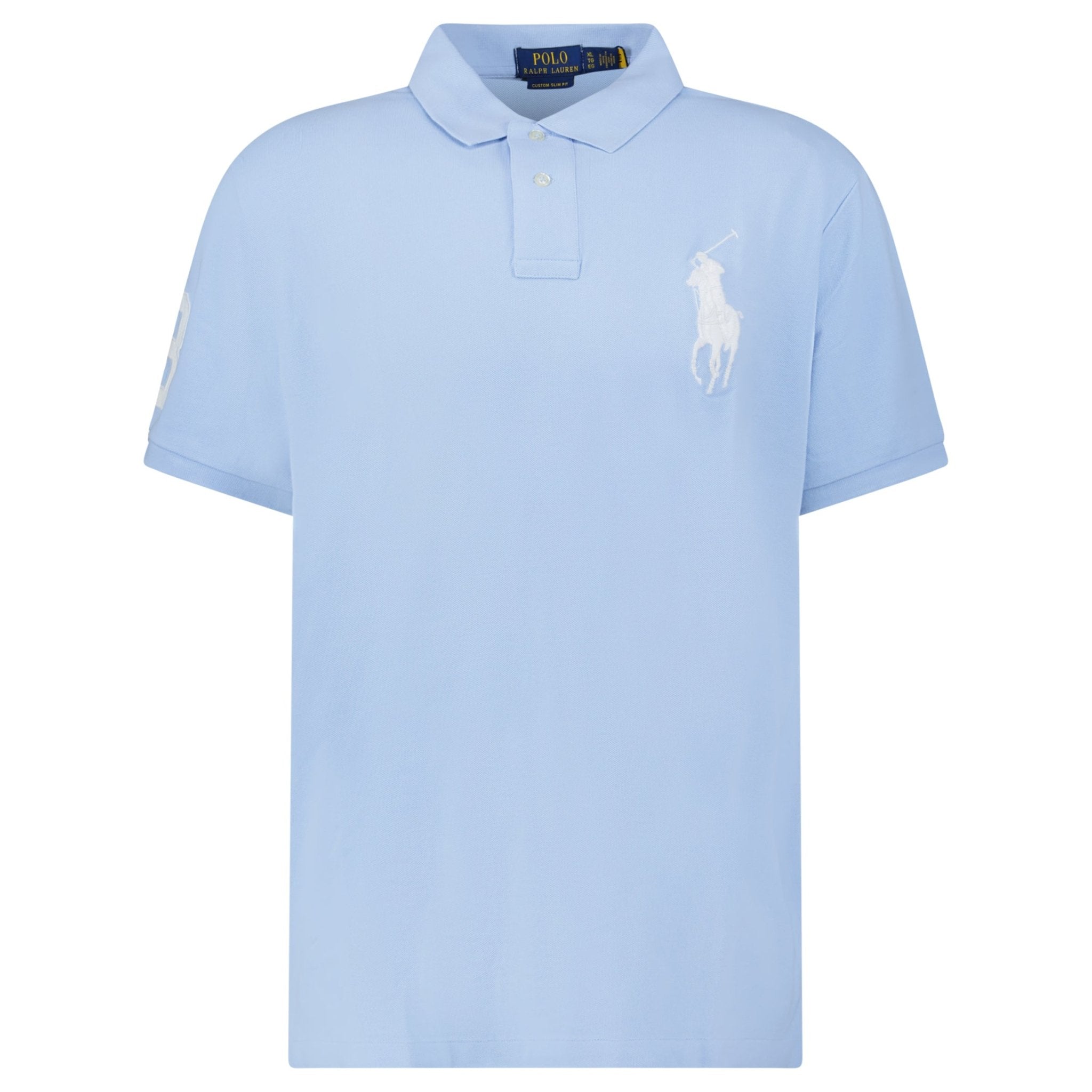 Color variation of Polo Ralph Lauren Big Pony Mesh Custom Slim Fit Polo Shirt in Light Blue