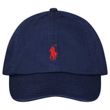 Polo Ralph Lauren Cotton Chino Baseball Cap in Navy with Red Logo - Boinclo - Outlet Sale Under Retail