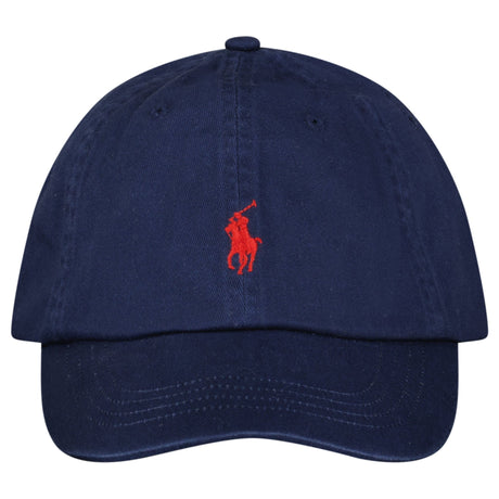 Polo Ralph Lauren Cotton Chino Baseball Cap in Navy with Red Logo - Boinclo - Outlet Sale Under Retail