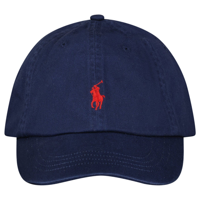 Polo Ralph Lauren Cotton Chino Baseball Cap in Navy with Red Logo - Boinclo - Outlet Sale Under Retail