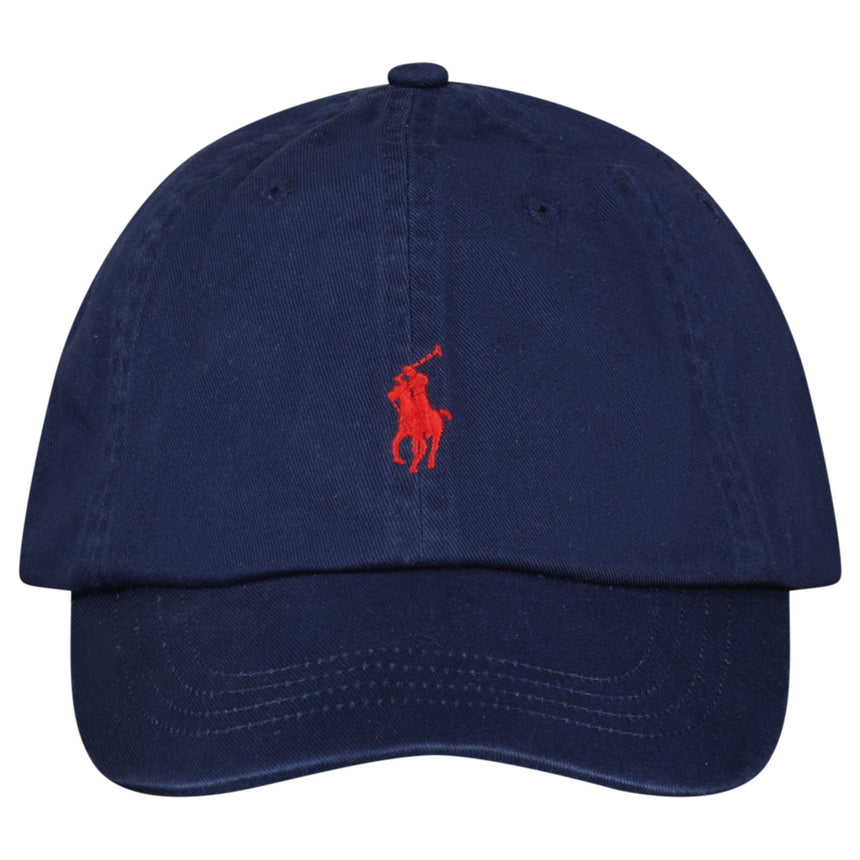 Polo Ralph Lauren Cotton Chino Baseball Cap in Navy with Red Logo - Boinclo - Outlet Sale Under Retail