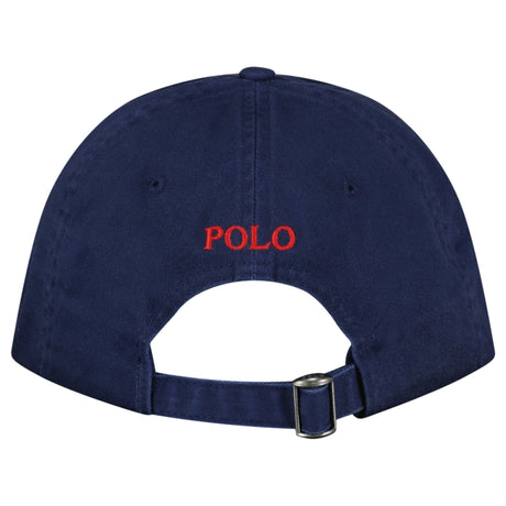 Polo Ralph Lauren Cotton Chino Baseball Cap in Navy with Red Logo - Boinclo - Outlet Sale Under Retail