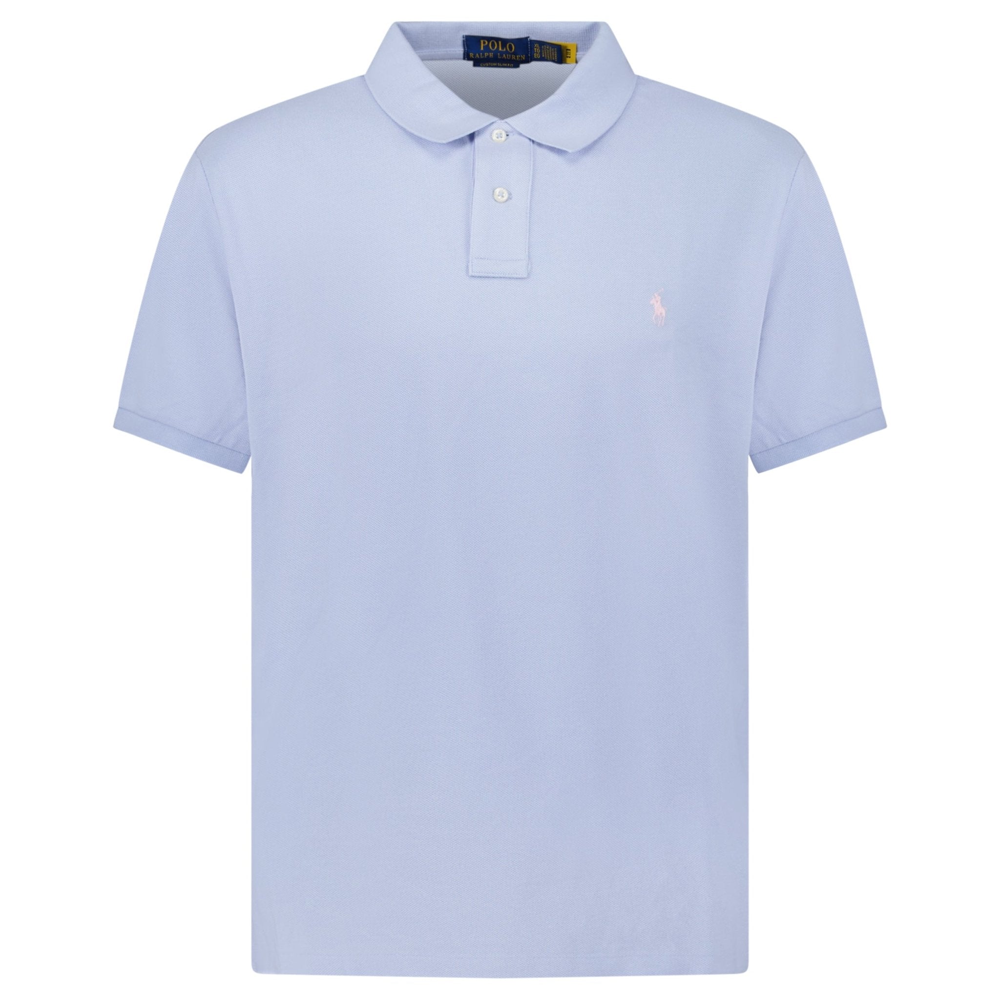 Color variation of Polo Ralph Lauren Cotton Mesh Custom Slim Fit Polo Shirt in Light Blue