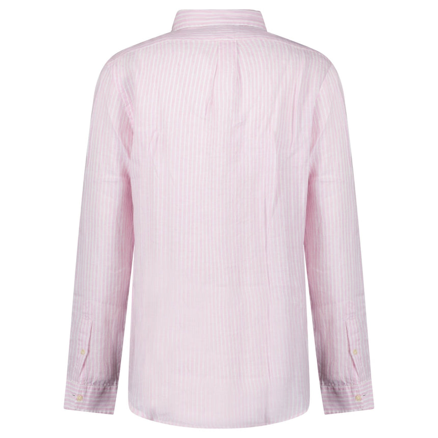 Polo Ralph Lauren Custom Fit Stripe Linen Shirt in Pink/White - Boinclo - Outlet Sale Under Retail