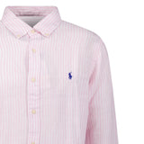 Polo Ralph Lauren Custom Fit Stripe Linen Shirt in Pink/White - Boinclo - Outlet Sale Under Retail