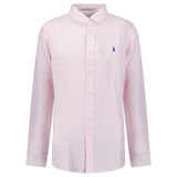 Polo Ralph Lauren Custom Fit Stripe Linen Shirt in Pink/White - Boinclo - Outlet Sale Under Retail