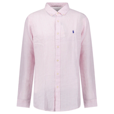 Polo Ralph Lauren Custom Fit Stripe Linen Shirt in Pink/White - Boinclo - Outlet Sale Under Retail