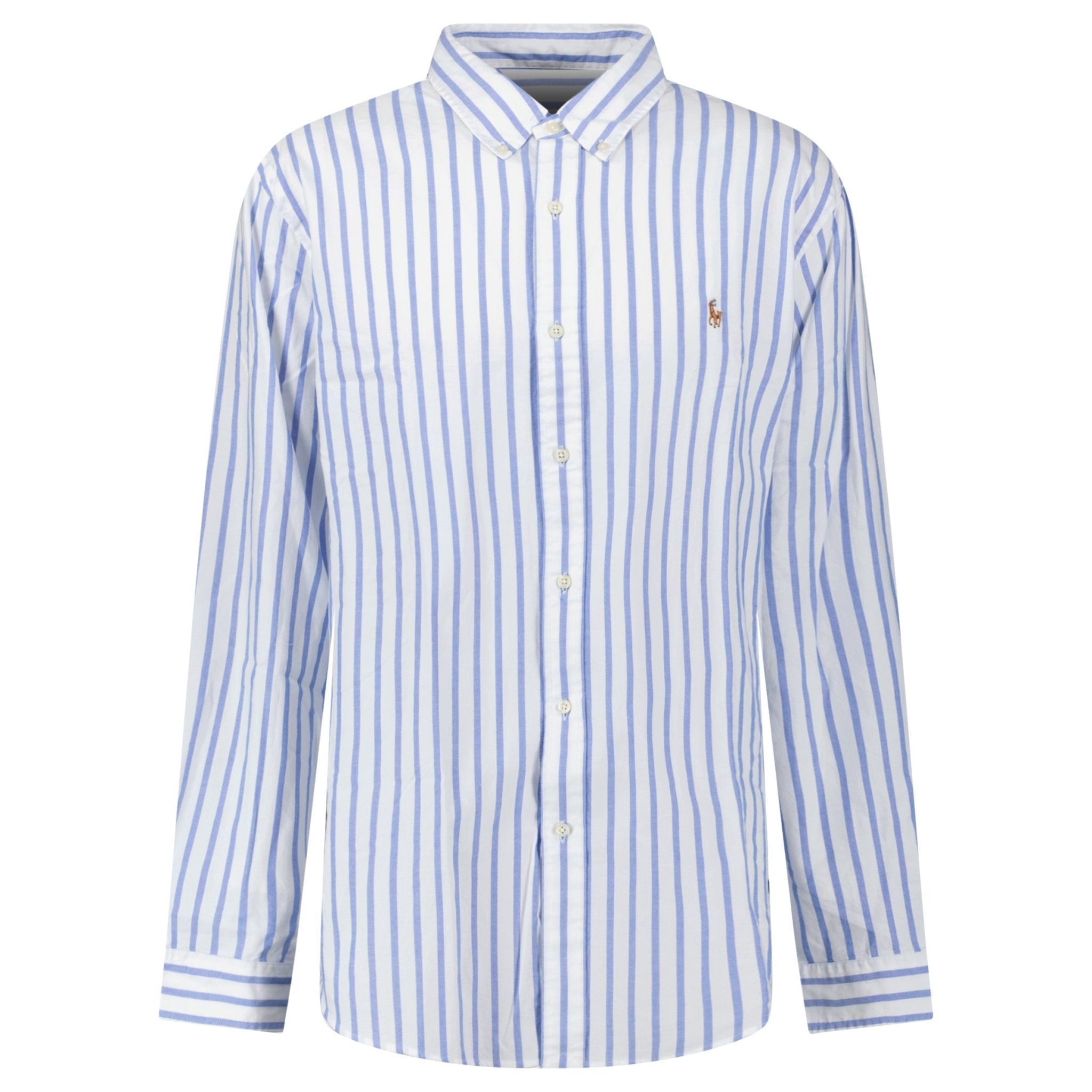 Color variation of Polo Ralph Lauren Custom Fit Stripe Oxford Shirt in Blue/White