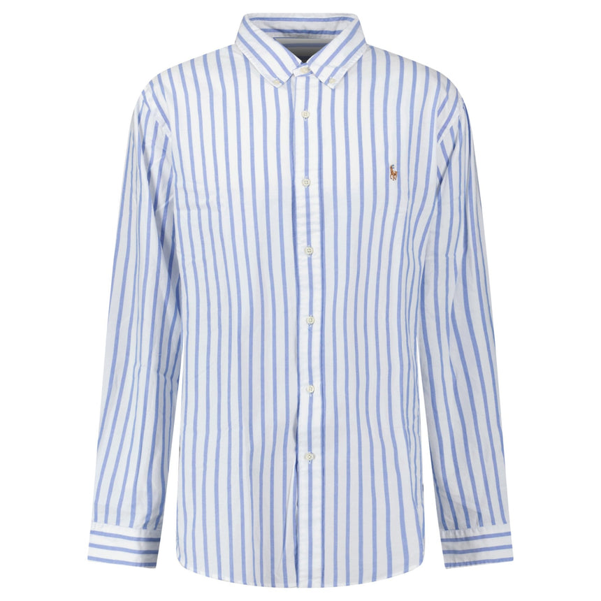 Polo Ralph Lauren Custom Fit Stripe Oxford Shirt in Blue/White - Boinclo - Outlet Sale Under Retail