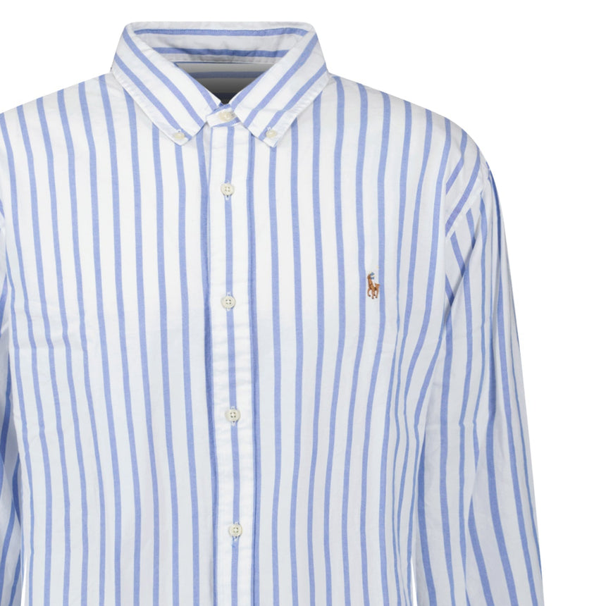 Polo Ralph Lauren Custom Fit Stripe Oxford Shirt in Blue/White - Boinclo - Outlet Sale Under Retail