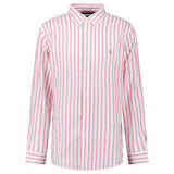 Polo Ralph Lauren Custom Fit Stripe Oxford Shirt in Pink/White - Boinclo - Outlet Sale Under Retail