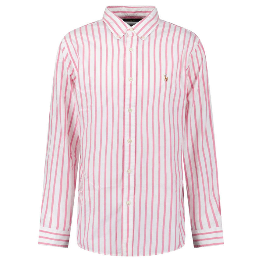 Polo Ralph Lauren Custom Fit Stripe Oxford Shirt in Pink/White - Boinclo - Outlet Sale Under Retail