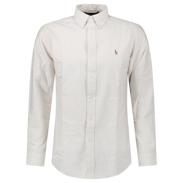 Polo Ralph Lauren Striped Long Sleeve Sport Shirt in White/Beige - Boinclo - Outlet Sale Under Retail