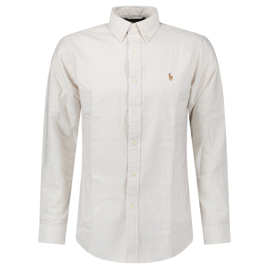 Polo Ralph Lauren Striped Long Sleeve Sport Shirt in White/Beige - Boinclo - Outlet Sale Under Retail