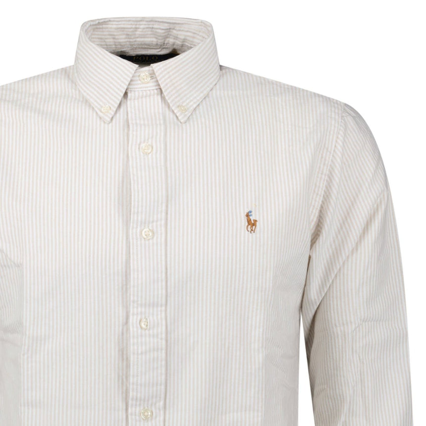 Polo Ralph Lauren Striped Long Sleeve Sport Shirt in White/Beige - Boinclo - Outlet Sale Under Retail