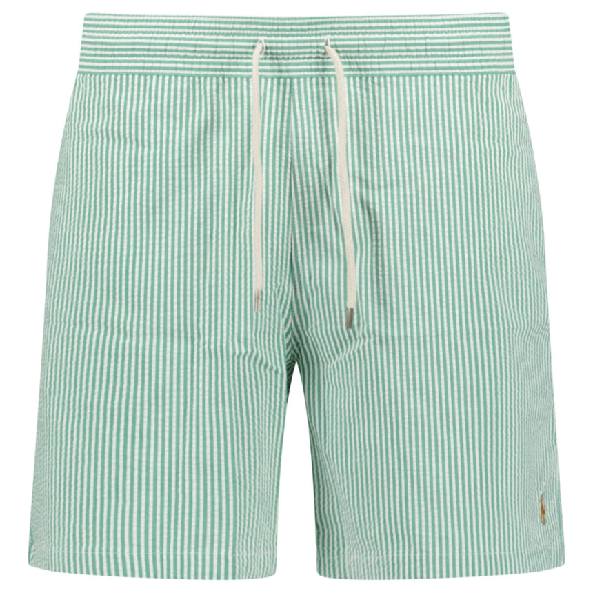 Polo Ralph Lauren Traveler Classic Swim Trunk in Raft Green Seersucker - Boinclo - Outlet Sale Under Retail