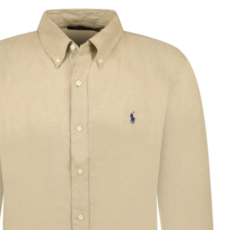 Ralph Lauren Custom Fit Long Sleeve Sport Shirt Costal Beige - Boinclo - Outlet Sale Under Retail