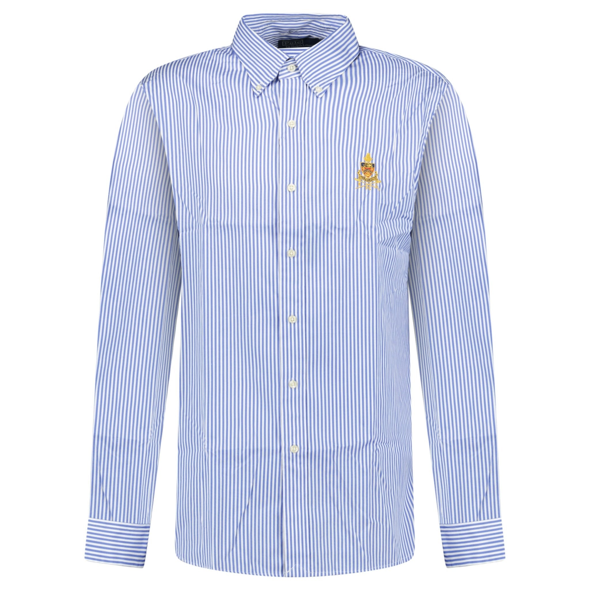 Color variation of Ralph Lauren Custom Fit Long Sleeve Sport Shirt White/Blue